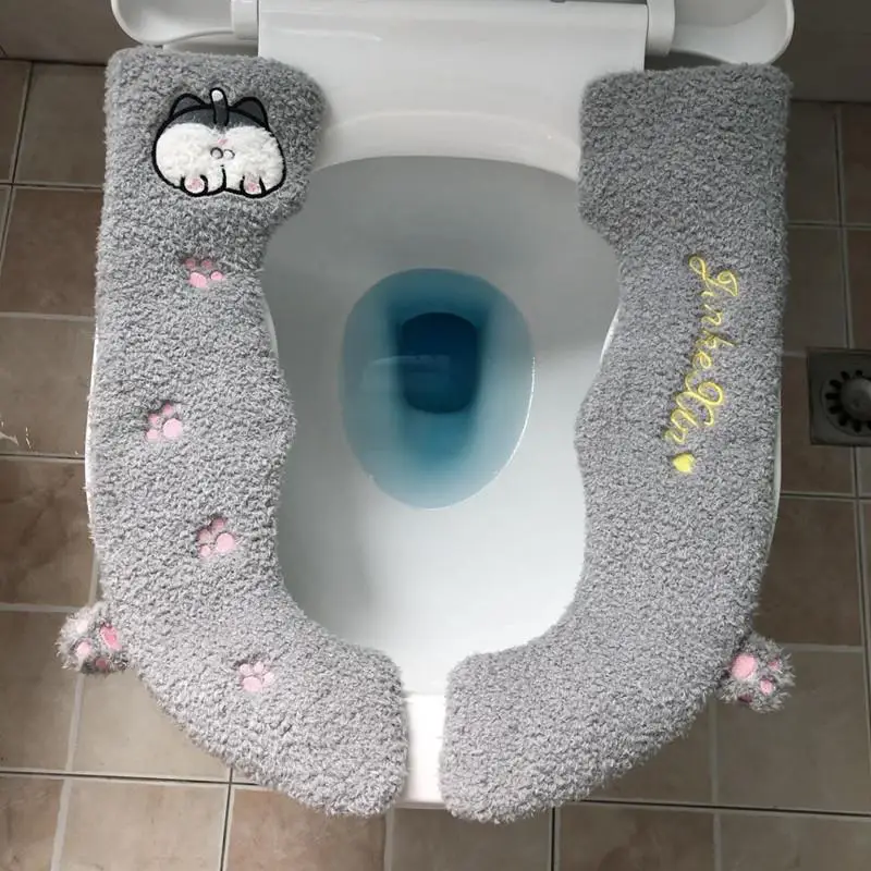 ひょうたん型便座クッション-厚みのある大型2ピース便座マット-かわいい親子便座カバー-粘着式-非使い捨て