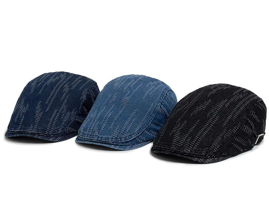 Denim Vintage Berets Männer Frauen Zeitungsjunge Mütze Sommer Casual Baumwolle Einlagige Visier Flachen Hut Herbst Retro Zerrissene Baskenmütze Unisex – Detail 1