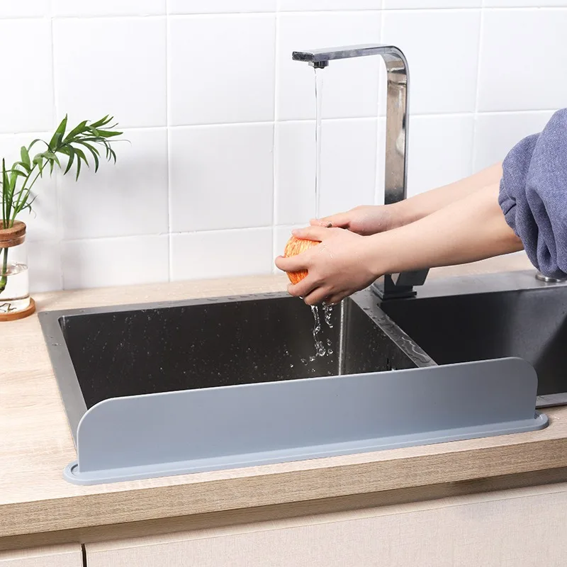 52cm Extra Long Silicone Kitchen Sink Splash Guard Reusable Water Splash Protector for Faucet Dishwashing Barrier Universal Fit