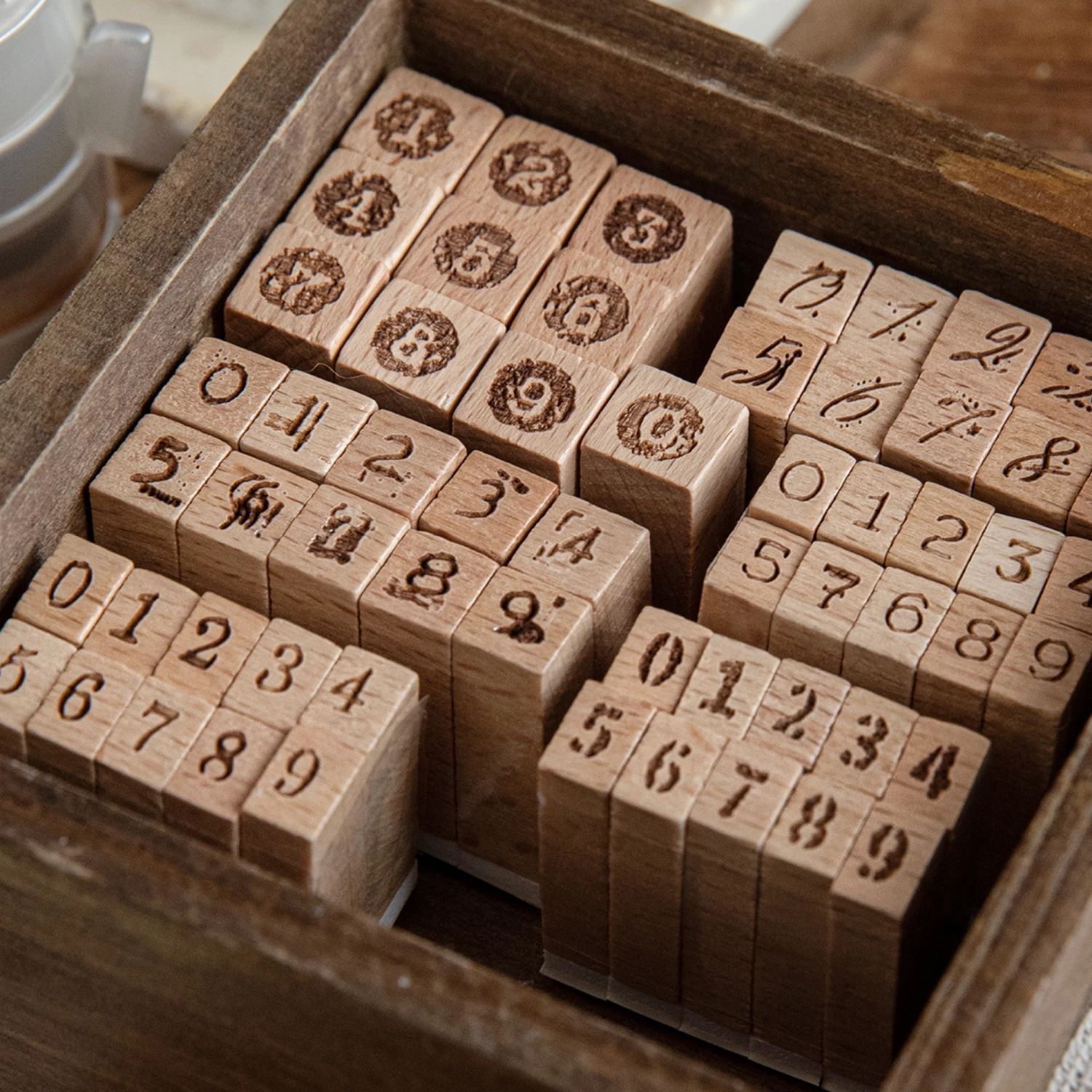 Cute Numbers Wood Stamp Set Typeface Handwriting Printed Design Arabic Numerals Stamping Seal For Scrapbooking And Crafting