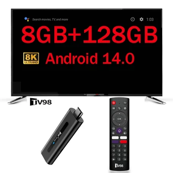 TV Stick 8GB 128GB Android 14.0 HD 8K 4K 3D 5G 4G WiFi TV98 Stick Allwinner H313 Quad Core