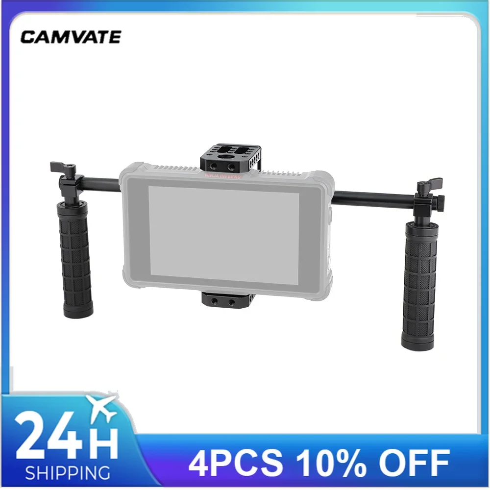 CAMVATE Director's Monitor Cage Rig With Dual Rubber-covered Handgrip & Light Stand Head For 5