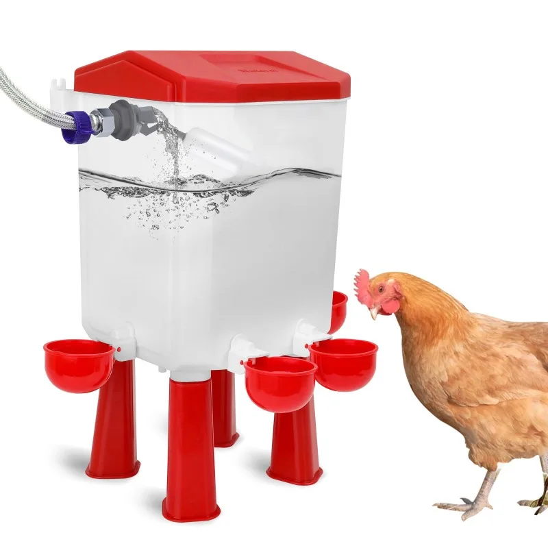 Poultry Float Valve Automatic Water Bucket With Water Pipe Auto Refill Chicken Duck Goose Water Dispenser Farm Feeding Accessory