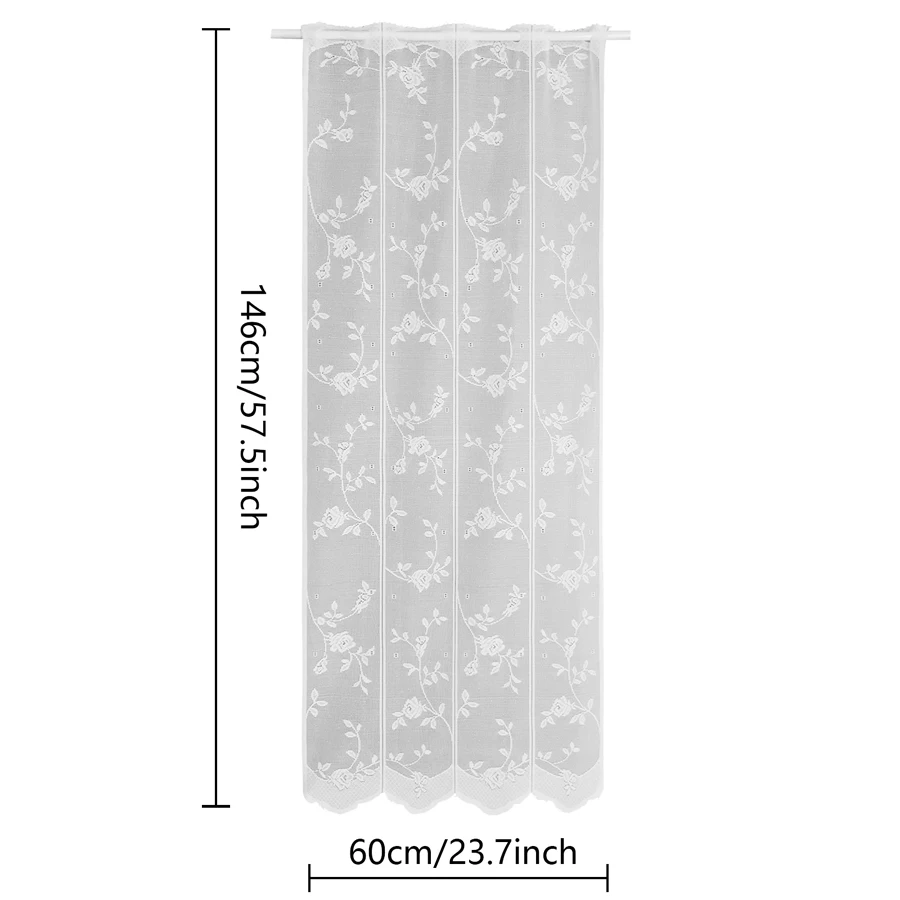 1pcs Pastoral White Short Curtain 60×146cm, Suitable for Kitchen, Living Room, Balcony, Bedroom, Study