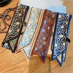 New silk scarf women's autumn versatile long hairband ribbon tie bag with small fragrance fashion scarf flower streamer