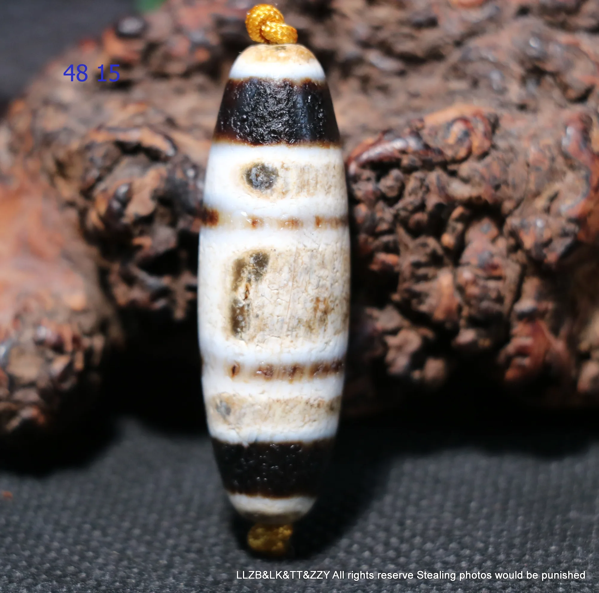 Magic Power Energy Tibetan Old Agate Line Type Healer Medicine Totem dZi Bead Amulet Pendant Talisman UPD220724A95