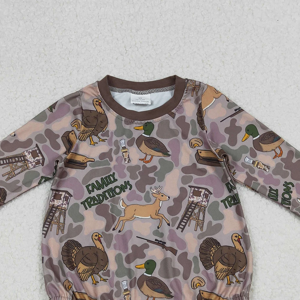 

Baby Boys Brown Camouflage Hunting Rompers Turkey Ducks Outfit for Infants Boy's Clothing