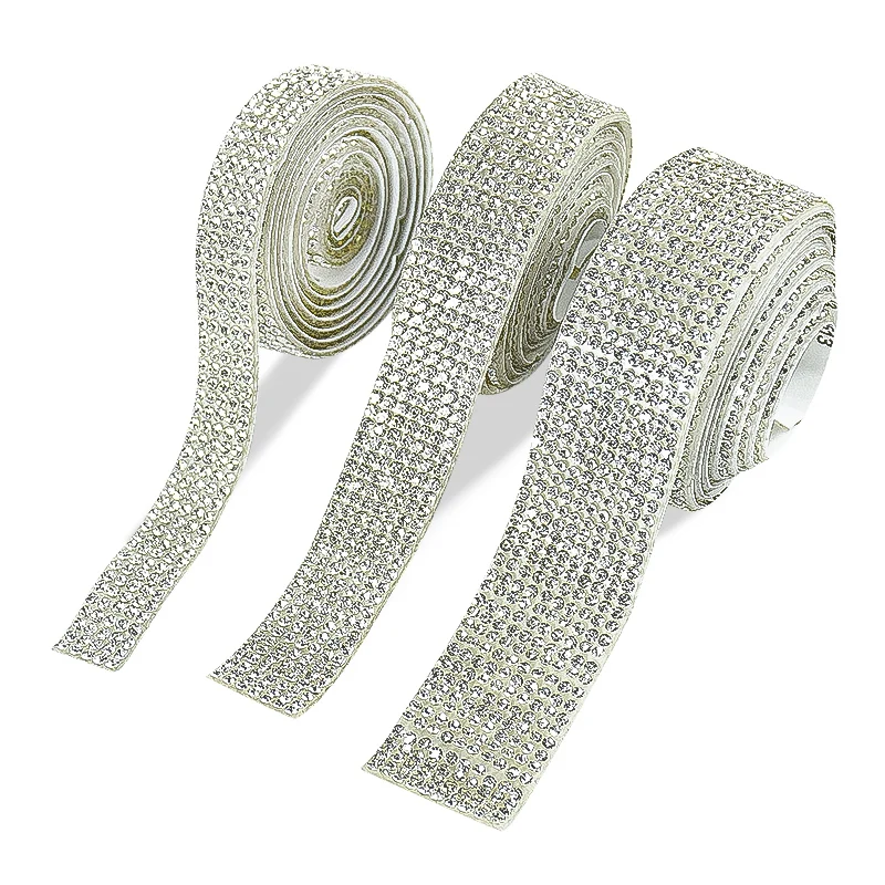 1Yard Self-adhesive Rhinestone Sticker Glitter Crystals Ribbon Diamond Gem Stickers for Car Phone DIY Shoes Clothes Decoration