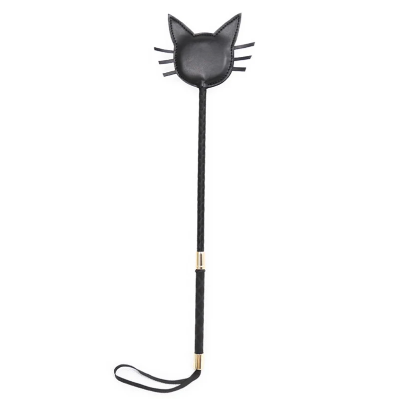 PU Couro Pat Paddle Equitação Cavalo chicote, Gato Forma Cosplay, Punk Pat Cavalo chicote, 50cm