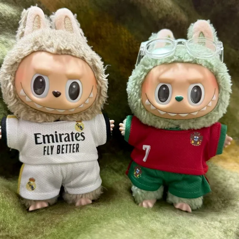Pakaian Labubu Baru 2025 V1 V2 V3 Jersey Sepak Bola Basket Aksesoris Pakaian Boneka 15-17cm Boneka Plush Universal (Tanpa Boneka)