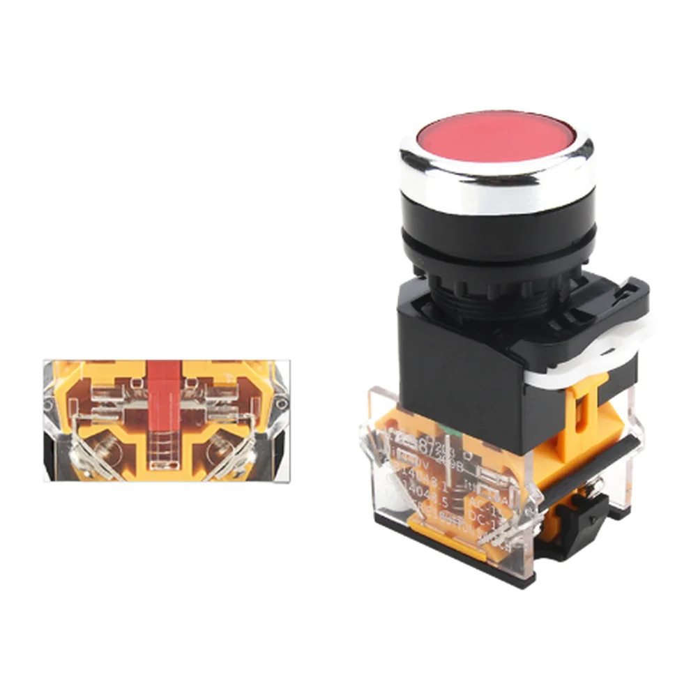 Round Type Push Button Switch LA38-11T Featuring Dual Functionality Self-Locking and Momentary for Panel Mounting