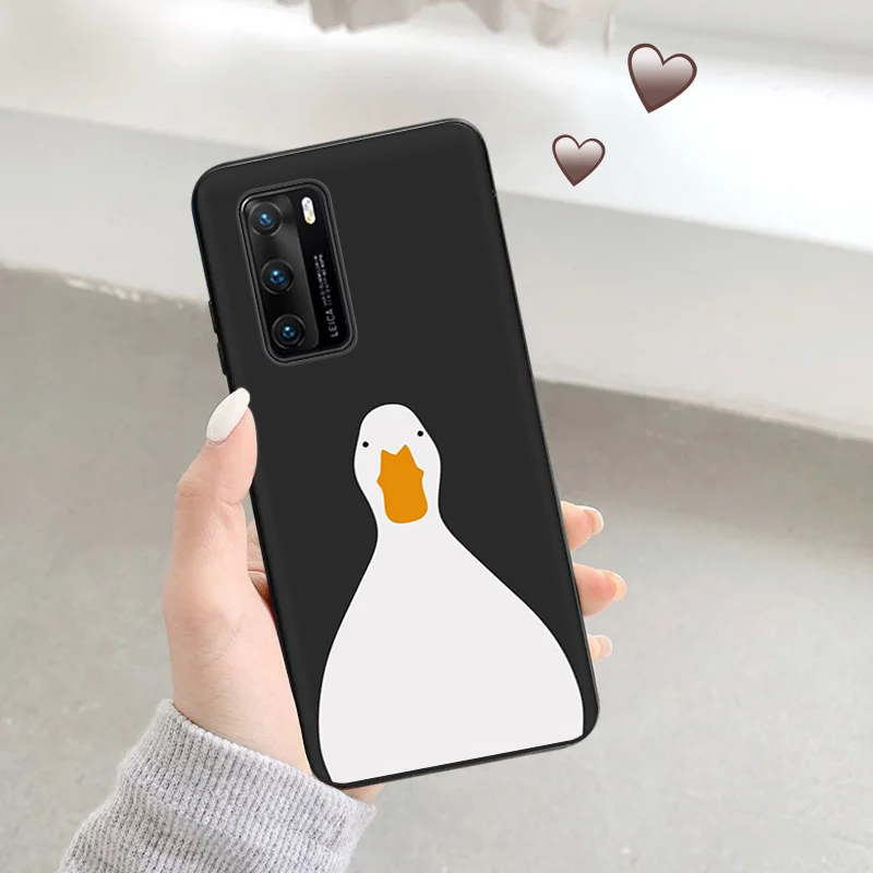 Ultra Thin Soft Case For Huawei P40 P30 Lite P20 Pro P Smart Moto G200 G30 G31 One Fusion Doubt Duck Cute Black Color Back Cover