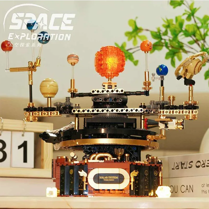 

MOC Space Solar system orbit planet Model Building Block Aerospace Ornament Brick Toys Christmas Gift For Children Desk Decor
