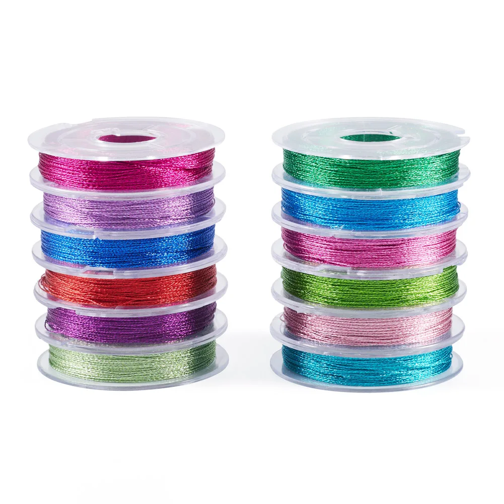 

12 Rolls Round Metallic Cord, for Jewelry Making Mixed Color 1mm about 24.06 yards(22m)/roll 1 roll/color