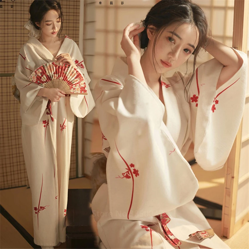 Kimono tradicional de estilo japonés para mujer, ropa informal samurái, Geisha blanca, Haori Yukata, lazo, tendencia de alta calidad, suelta