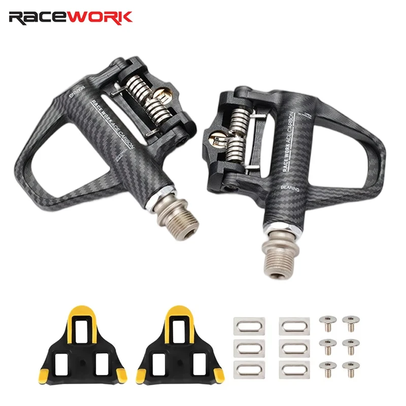 

RACEWORK bicycle self-locking pedal road bike carbon pattern lock pedal SPD system Peilin pedal riding accessories