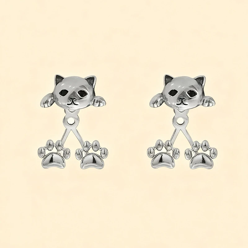 Vintage Kreative Katzen-Ohrringe für Frauen Trendige Lustige Niedliche Katzenpfoten Tier-Ohrstecker Personalisierter Party-Schmuck Accessoires – Detail 4