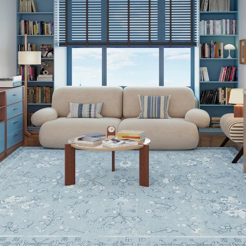 Large Area Living Room Decoration Blue Carpet Modern Style Rugs for Bedroom Washable Lounge Soft Floor Mat Anti-slip Bedside Rug