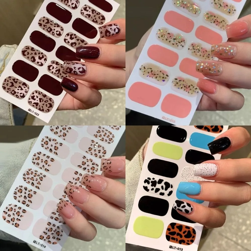 สติกเกอร์ติดเล็บลายฤดูใบไม้ร่วง 32 ชิ้น แบบเต็มเล็บ กึ่งสำเร็จรูป เจลยาทาเล็บแบบแผ่น สติกเกอร์ตกแต่งเล็บ ติดทนนาน