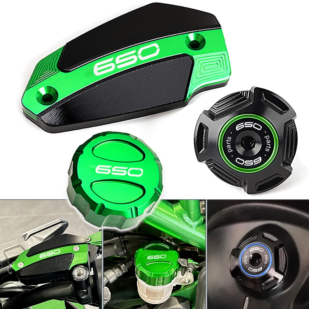 

For Kawasaki Z650 Z650RS ninja650 Versys650 Motorcycle Front Rear Brake Fluid Reservoir Cover Engine Oil Filler Cap Accessories