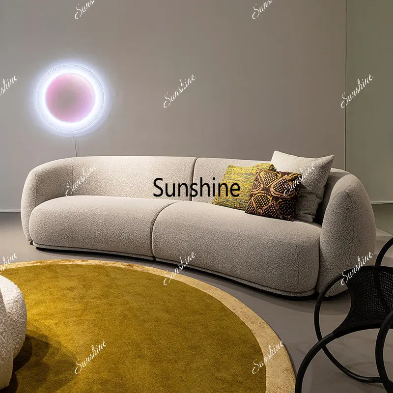 

Italian minimalist fabric living room small apartment simple design curved sofa