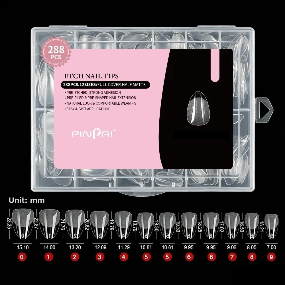 288pcs Ultra-thin French Soft Gel Nail Tips Square Almond 12 Sizes Nail Extension Mold Quick Extension Full Cover
