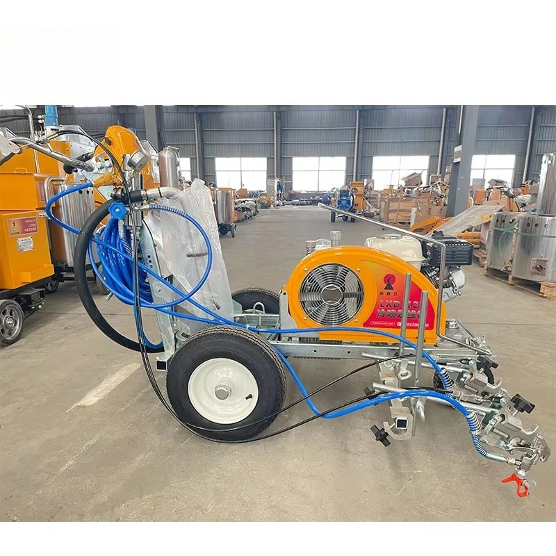 Fully Hydraulic Pump Micro Glass Beads Spreader High Pressure 23MPa Airless Cold Plastic Paint Spraying Road Marking Machine view 4