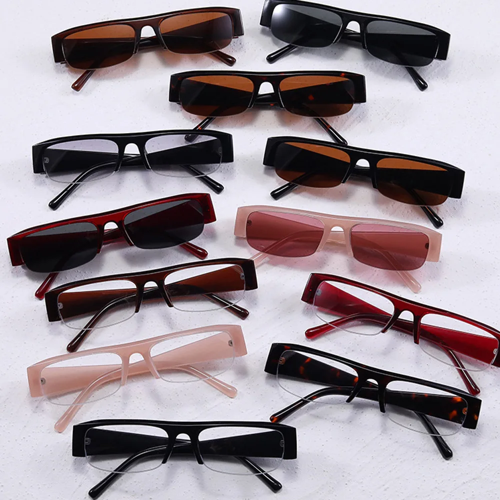 Neue Modische Kleine Quadratische Leoparden-Schwarze Brillenfassung für Damen Vintage Halbrahmen-Sonnenbrille Damen Outdoor-Brillen UV400 – Detail 4