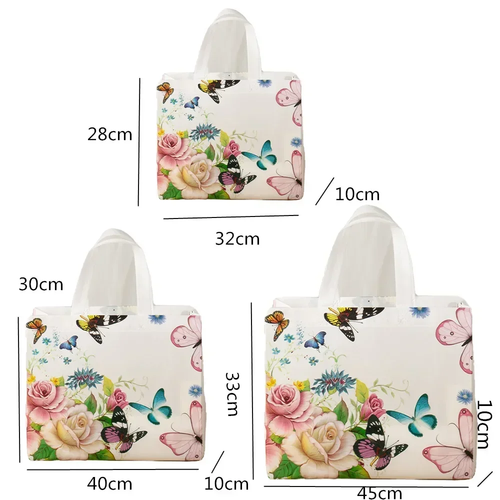 XXXXX Butterfly Printing Non-woven Fabric Shopping Bag Foldable Reusable Tote Pouch Waterproof Storage  Women Travel Grocery