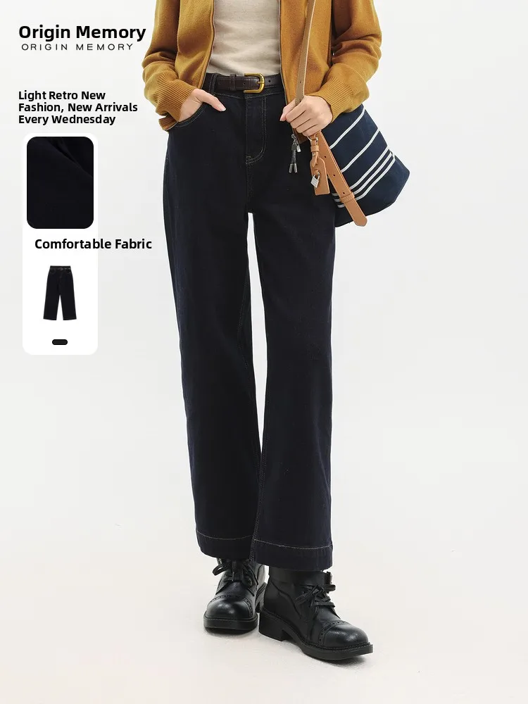 

Джинсы с высокой талией и прямыми штанинами на флисовой подкладке, комплект из 9 предметов, повседневные, на молнии, однотонные, осенне-зимние, женские