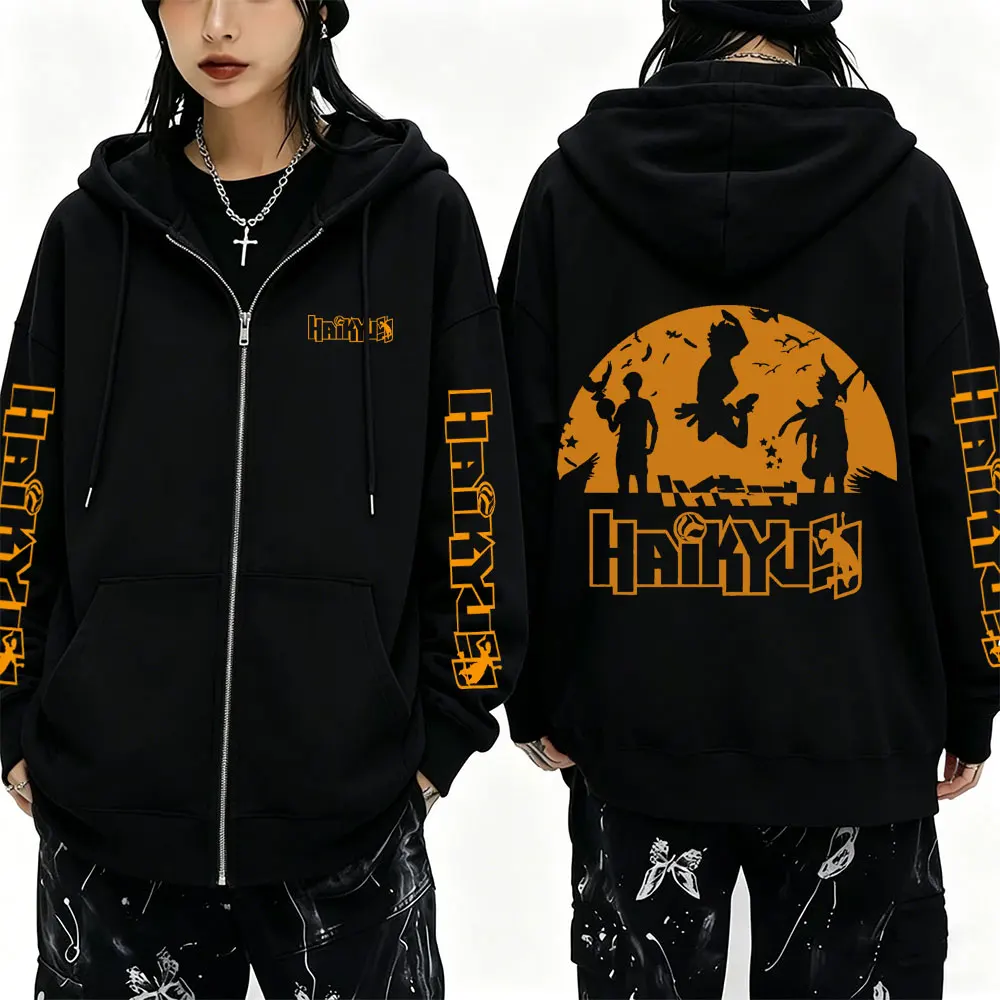 

Anime Haikyuu Merch Zipper Hoodie Men Women Cartoon Manga Oversized Zip Up Jacket Men's Casual Fleece Cotton Zip Up Sweatshirt