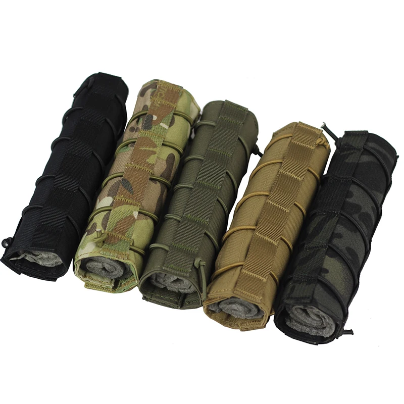 Outdoor Tactical Airsoft Suppressor Cover Silencer Protective Cloth Tool Panel Muffler Case Pouch Bag Hunting Tube Gear