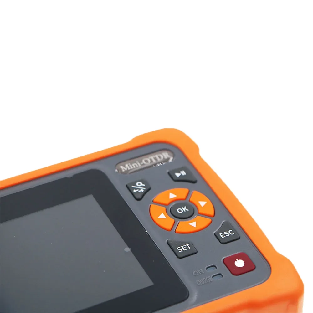 FCST080622 Mini Smart OTDR Genggam Layar Sentuh 4.3 Inci Jaringan Serat Optik 1310nm Digunakan untuk Panjang Gelombang FTTH & 26/24dB
