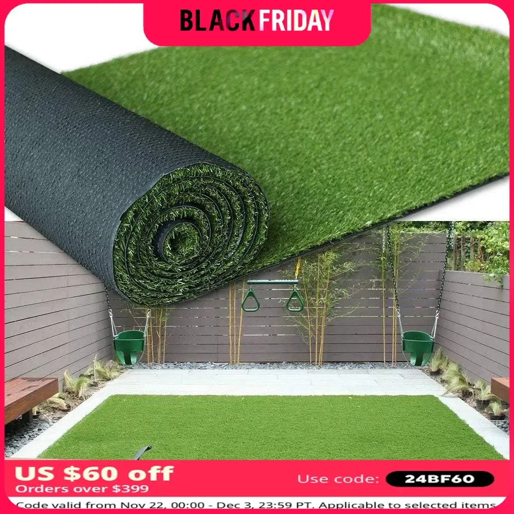 Premium Synthetic Artificial Grass Turf 1.38inch Pile Height 7FTX45FT, Natural and Realistic Looking Garden Pet Dog Lawn