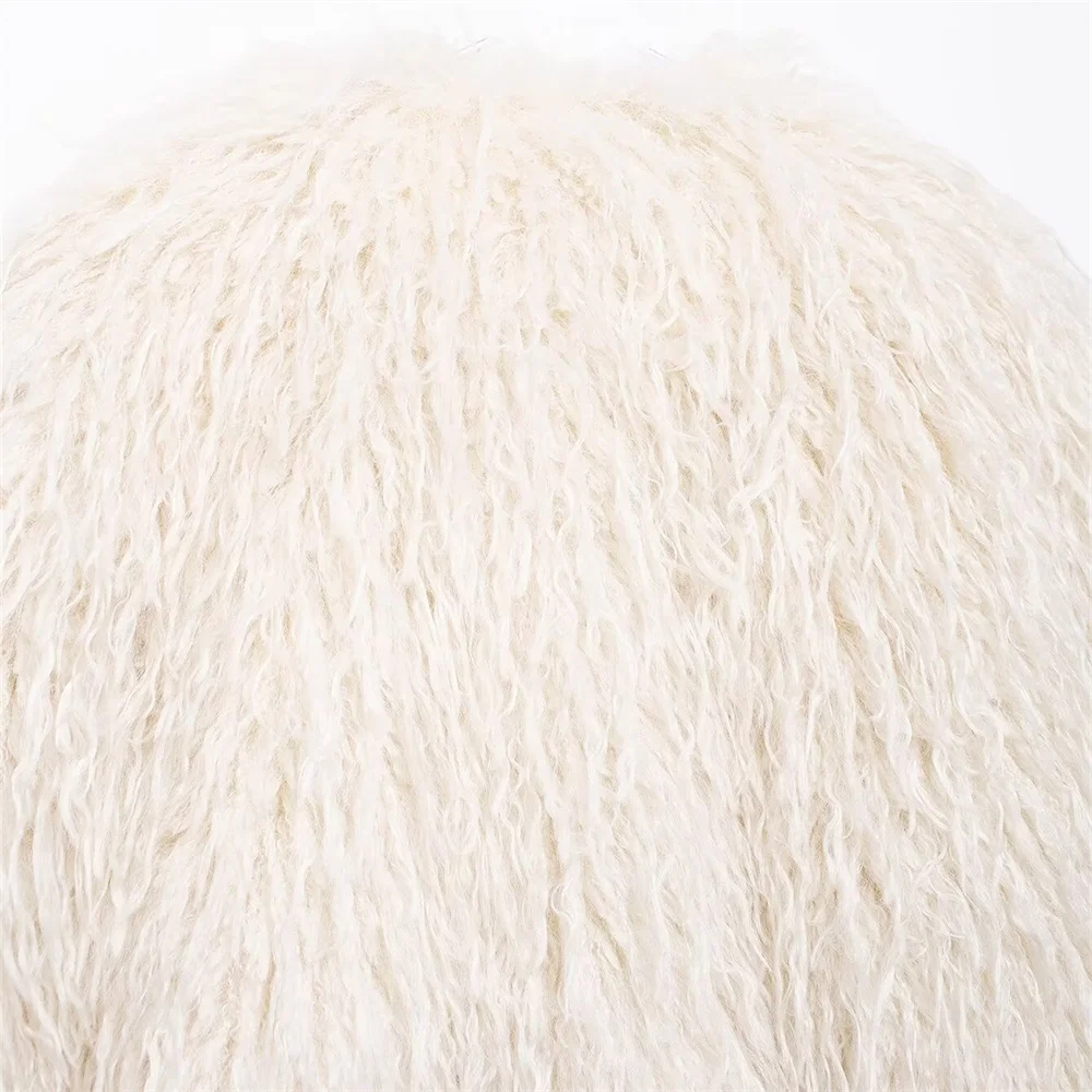 レトロなルーズカジュアル無地ファーコート 秋冬新作 ラウンドネック長袖暖かいショートコート レディース