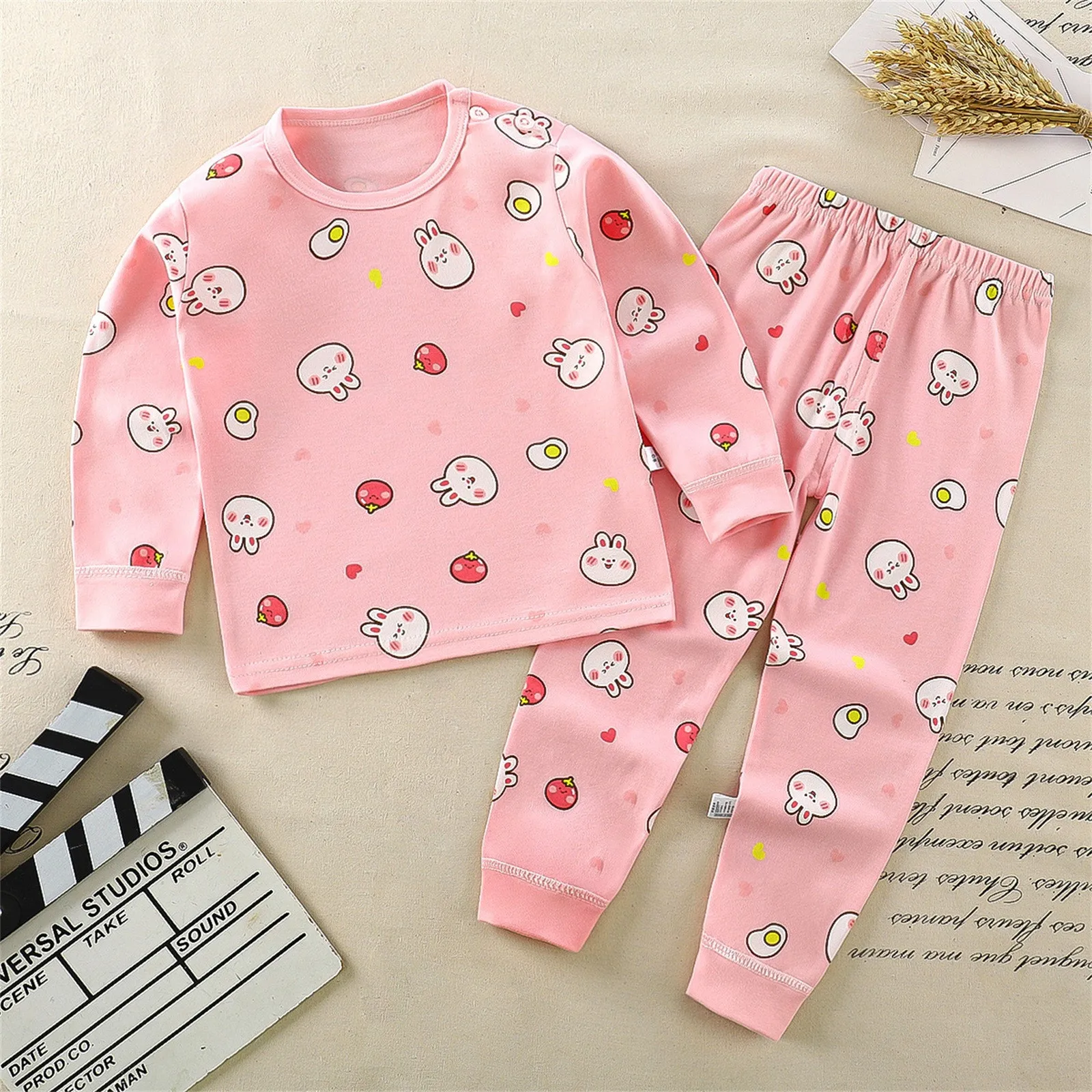 2024 New Toddler Kids Boys Girls Long Sleeve Pajamas Cartoon Tops Pj’s Pants Infant Newborn Baby Autumn Cotton Sleepwear Pajamas