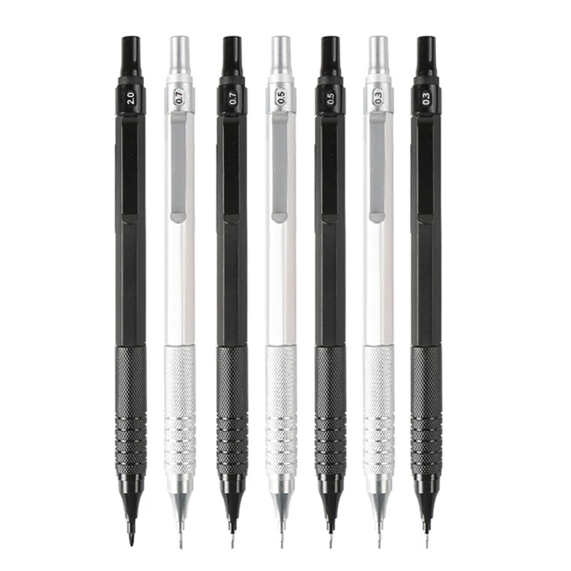 0.3 0.5 0.7 2.0mm Mechanical Pencil Set Full Metal Art Drawing Painting Automatic Pencil with Leads Office School Supply