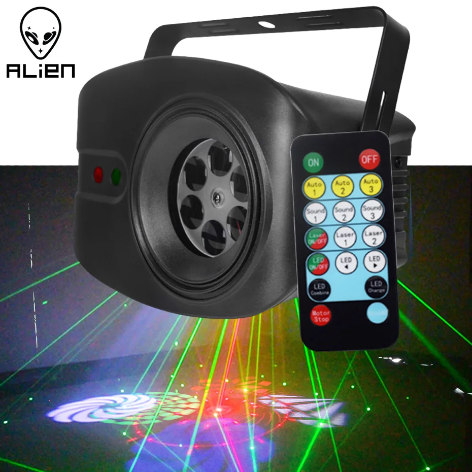 ALIEN RG 48 Patterns Disco DJ Laser Projector 4 LED Gobo Stage Lighting Effect Party Holiday Wedding Birthday Christmas Bar Lamp