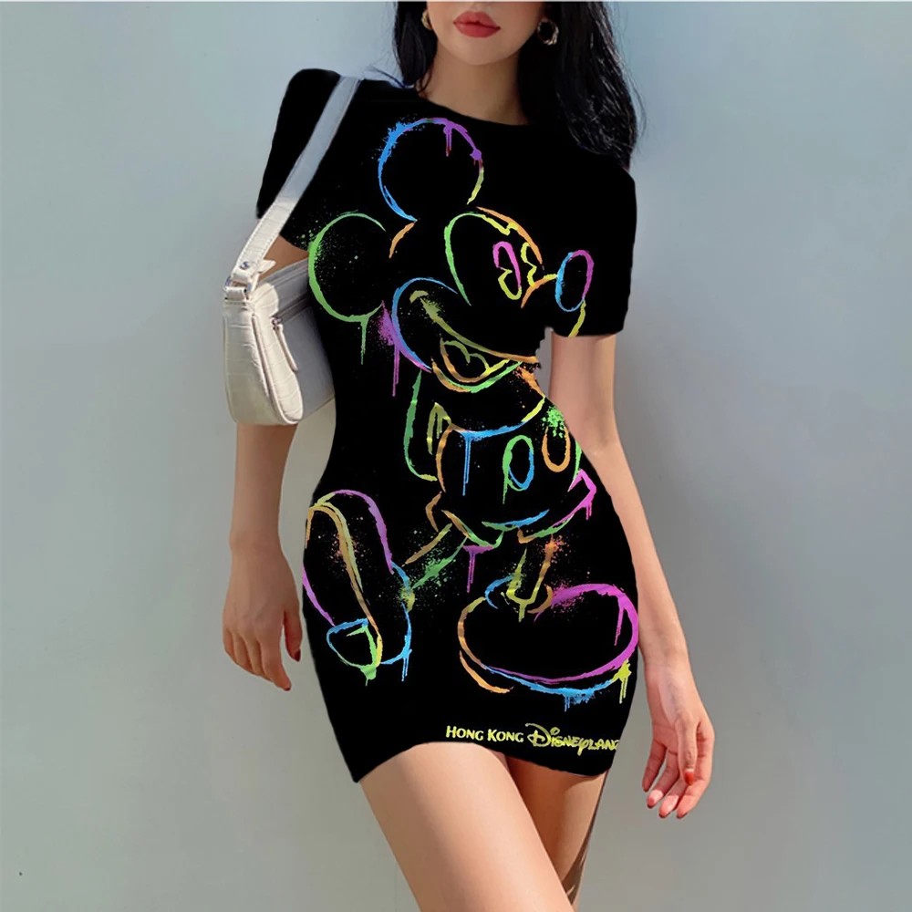 Summer Evening Dress Dress Disney Minnie Mickey Mouse Girls Casual Dress Party Kid/Adult Parent-Child Dress Beach Party Style