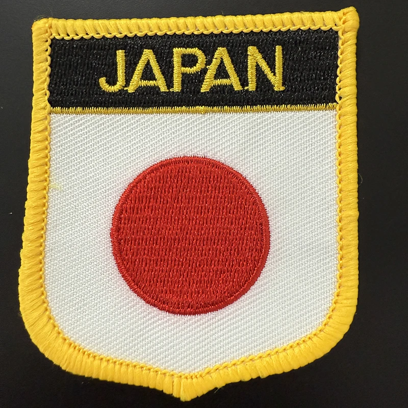7*6cm Japan Flag Shield Shape Iron on Embroidery Patches Saw on Transfer Patches Sewing Applications for Clothes Back Pack C