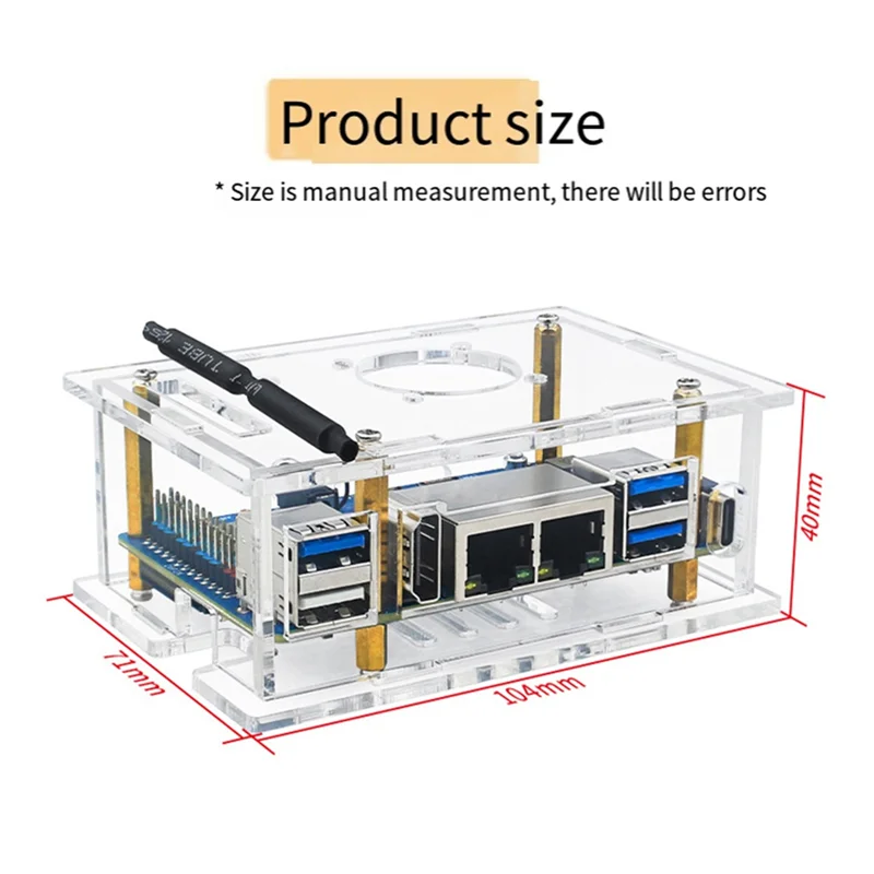 JABS-مروحة تبريد للوحة تطوير Orange Pi RV2 غلاف أكريليك صندوق تبريد شفاف B