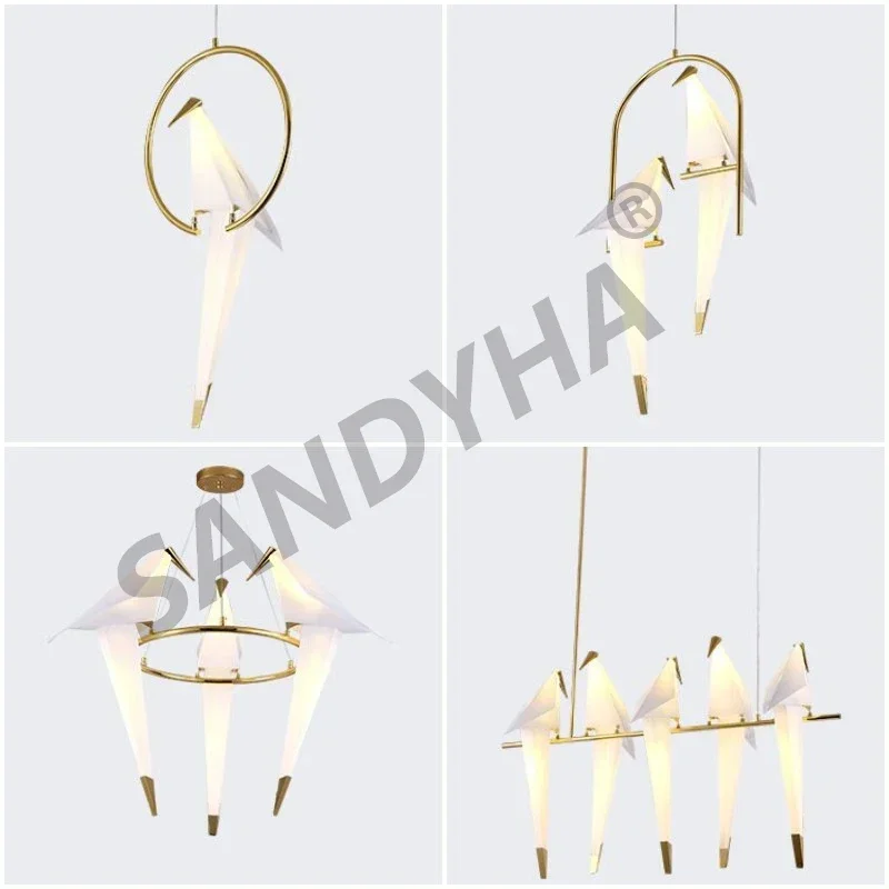 

SANDYHA Nordic Bird Cage Chandelier Interior Home Decor Living Room Restaurant Ceiling Hanging Lamp Bedroom Furniture Drop Light