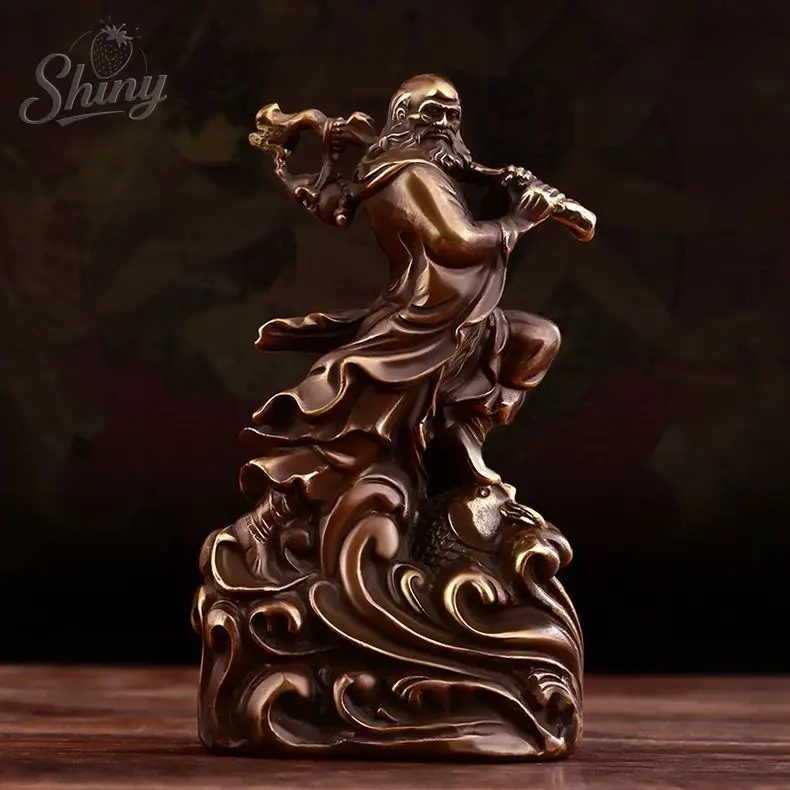 

Pure Copper Dharma Statue Vintage Home Desktop Decor Crafts Fengshui Buddha Ornament