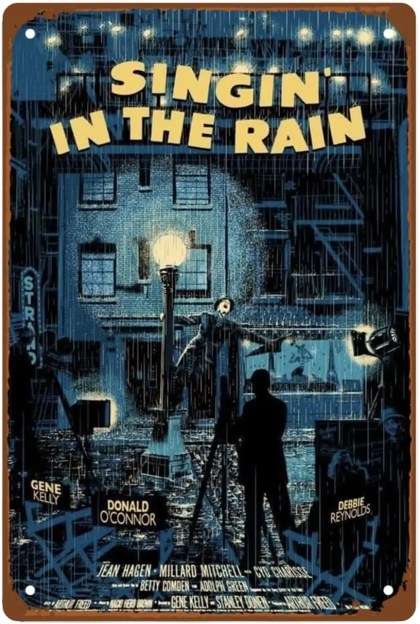 Singing In The Rain Movies Metal Wall Tin Sign Romantic Old Movies Art Deco Retro Gift Man Cave Decor Vintage Decorations Retro