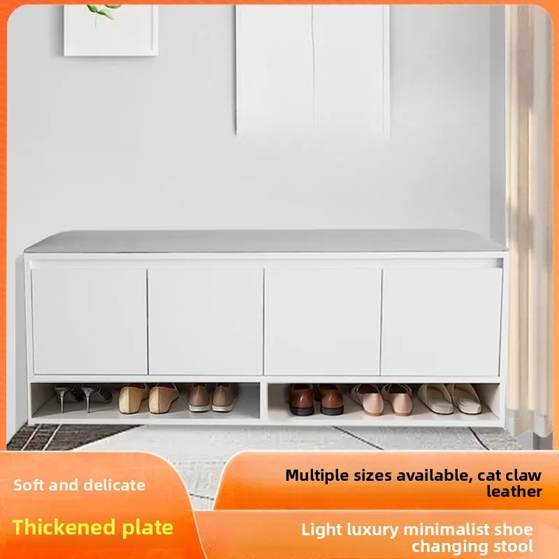 Entryway Furniture Shoe Cabinet Organizer Adjustable Shelves Fully Assembled Modern Shoe Bench for Hallway Living Room