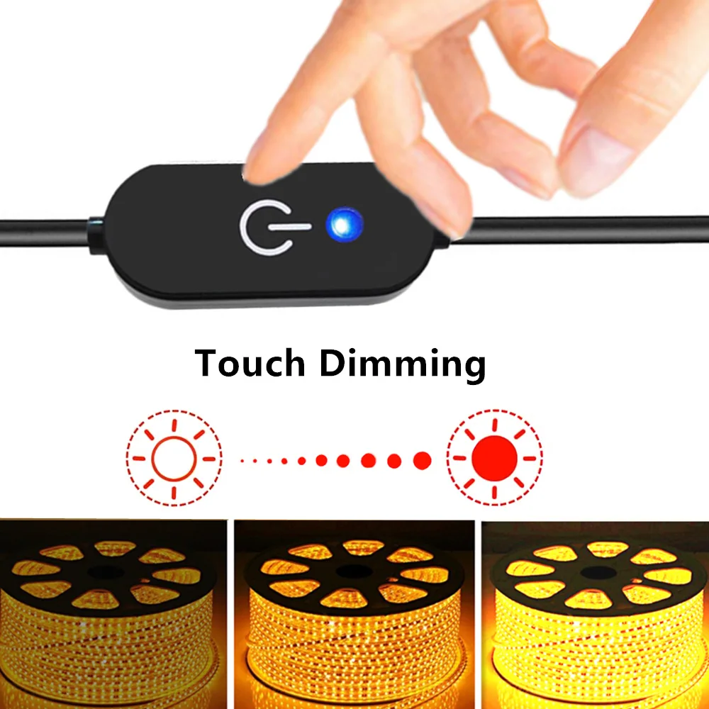 USB to Type-C LED Strip Touch Dimmer 1ft Cord Single Colour Dimming On Off Switch Controller DC 5V-12V, Switch 1m