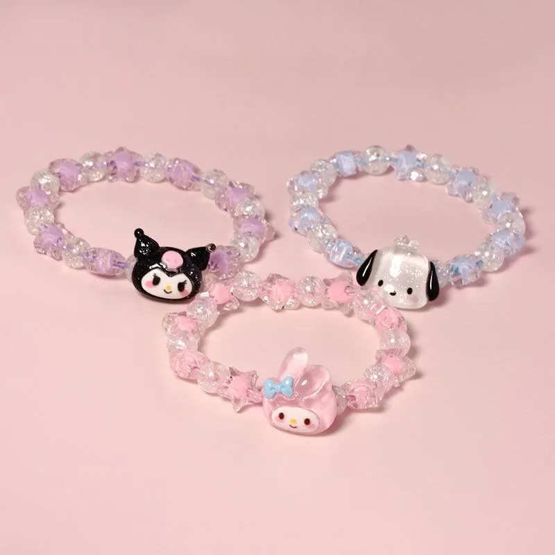 Sanrio Hello Kitty Kuromi My Melody Cartoon Anime Character Image Crystal Couple Bracelet Cute Girl Festival Birthday Gift