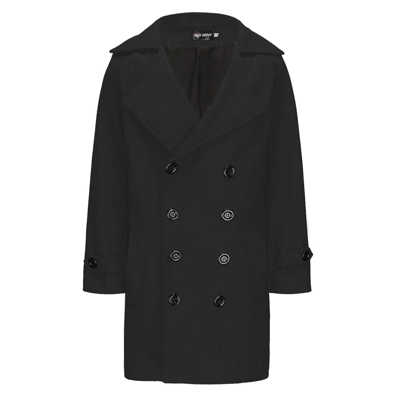 Classic Wool Blend Peacoat with Notched Lapel and Button Closure for Men s Winter Fashion Outerwear Warm Overcoat Coat