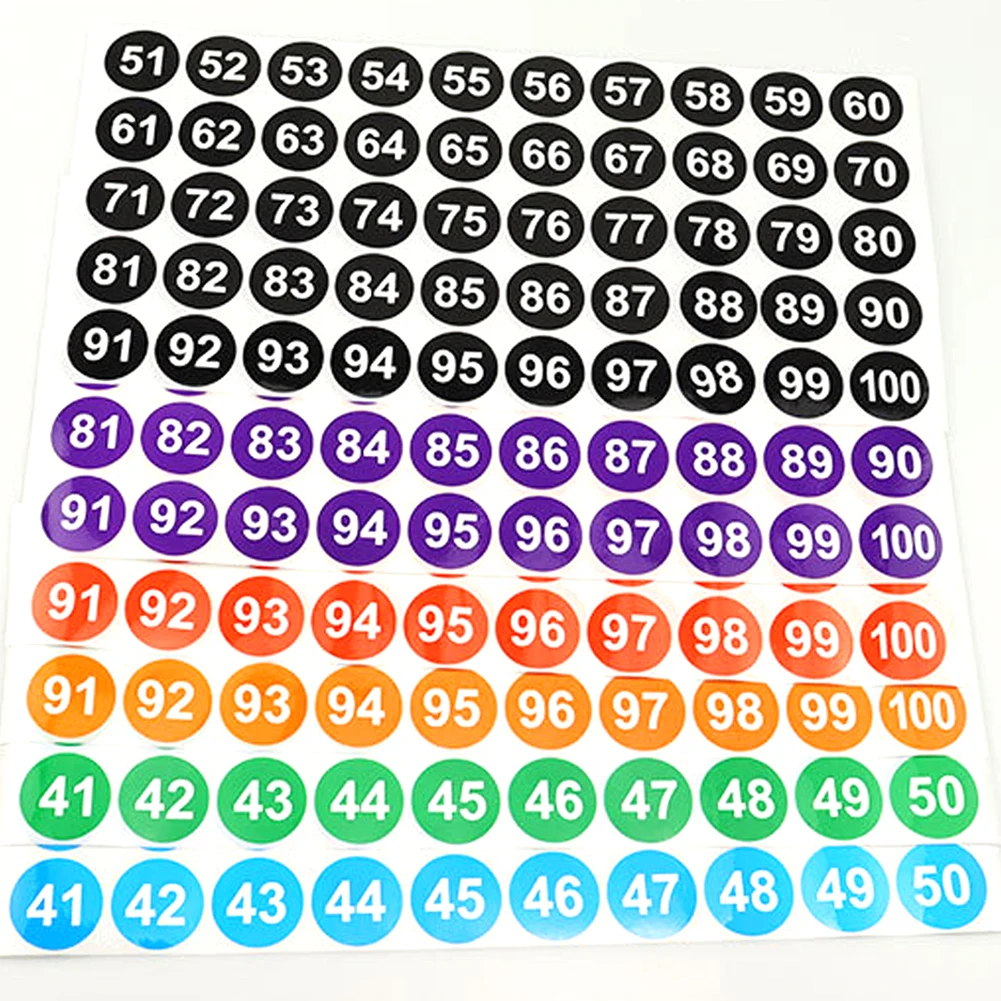 12sheets/600pcs 1 To 100 Number Sticker Set Consecutive For Planner Waterproof