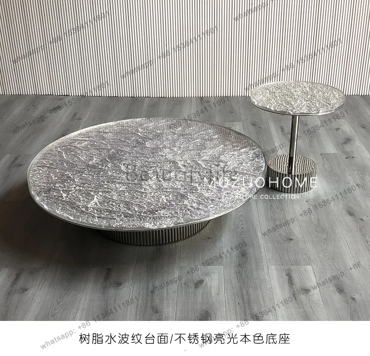 YJ Nordic modern designer creative geometric art water ripple glass coffee table living room home